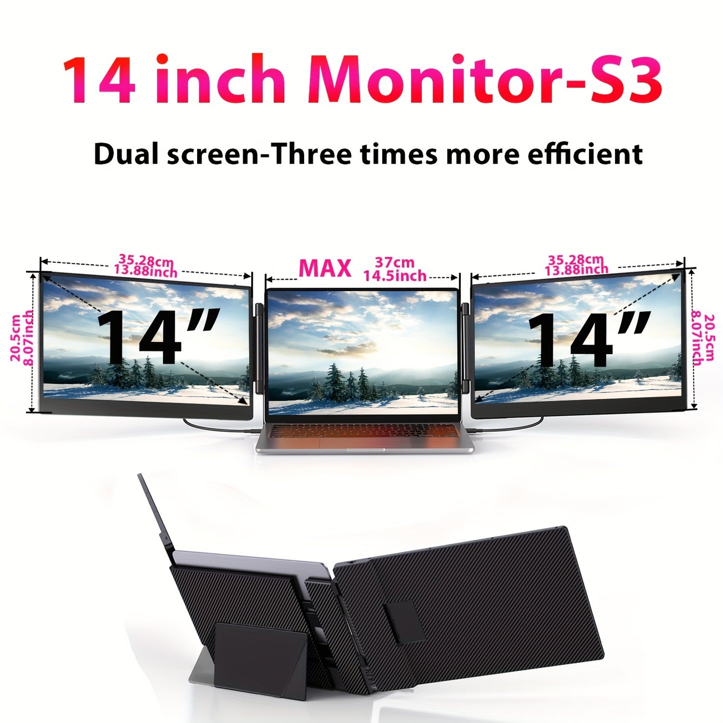 Portable Display 15.6 Inch With IPS 120%SGBR Color Gamut Dual Screen Laptop Expansion Screen
