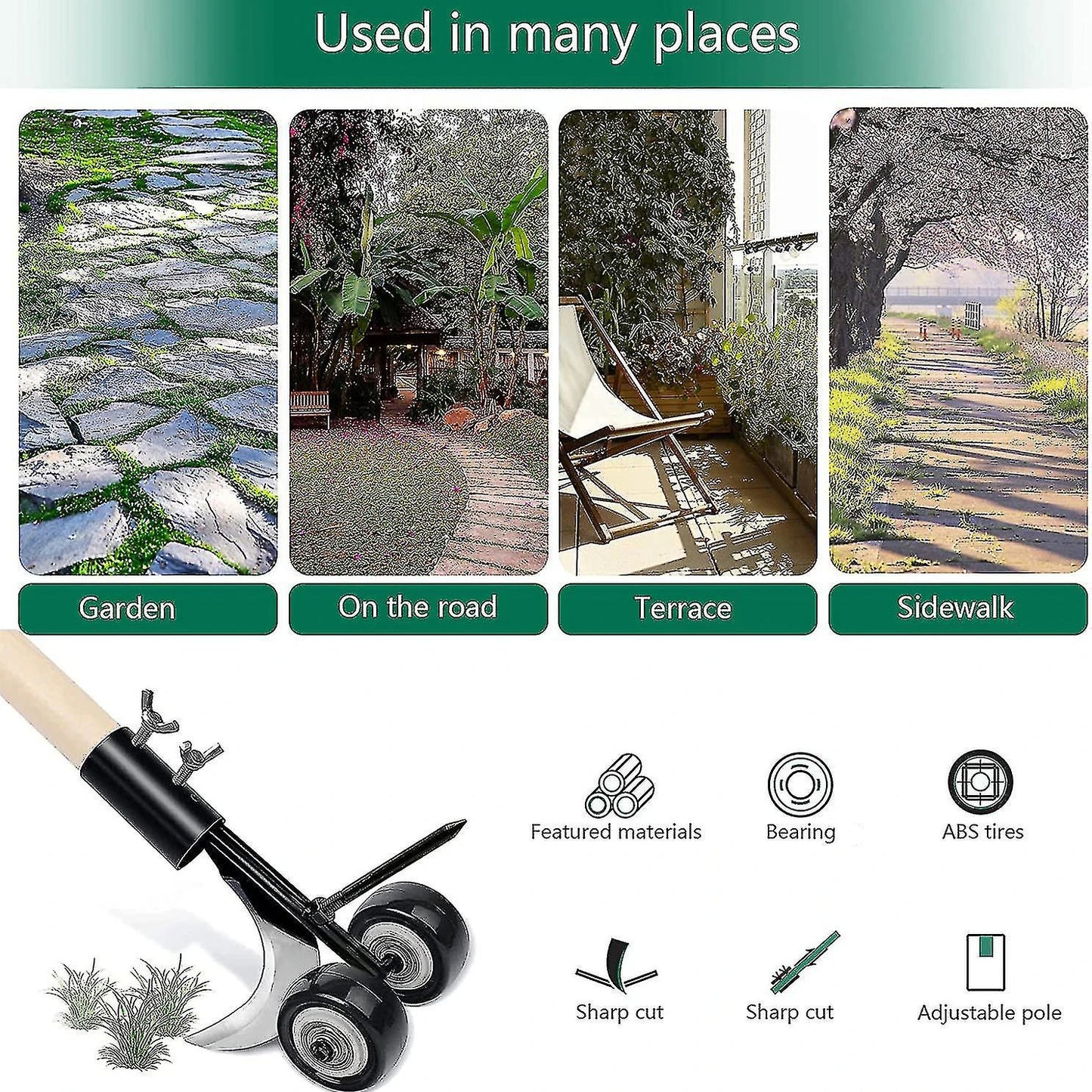 1pcs Stand-Up Manual Weed Puller with Wheels