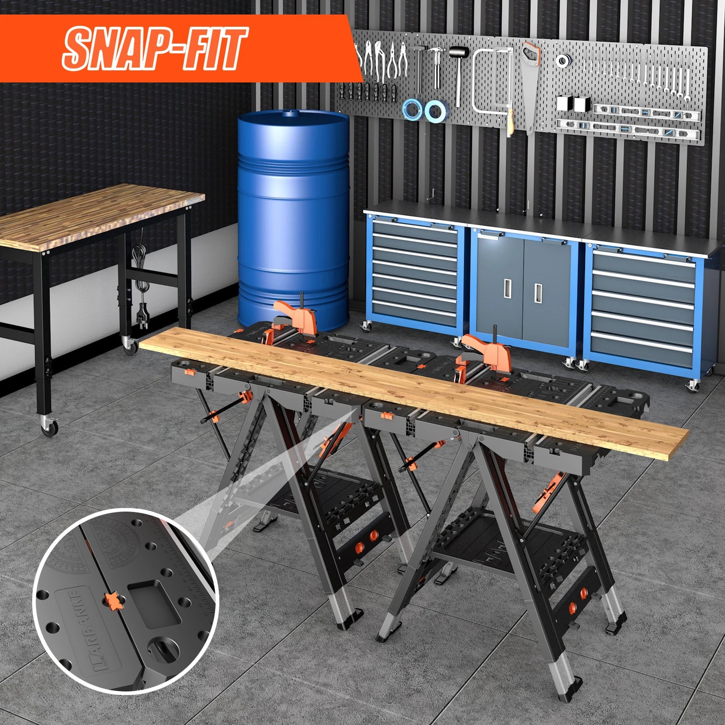 Folding Workbench,2-in-1 Waterproof Portable Folding Work Table,31" W x 25" D x 32" H