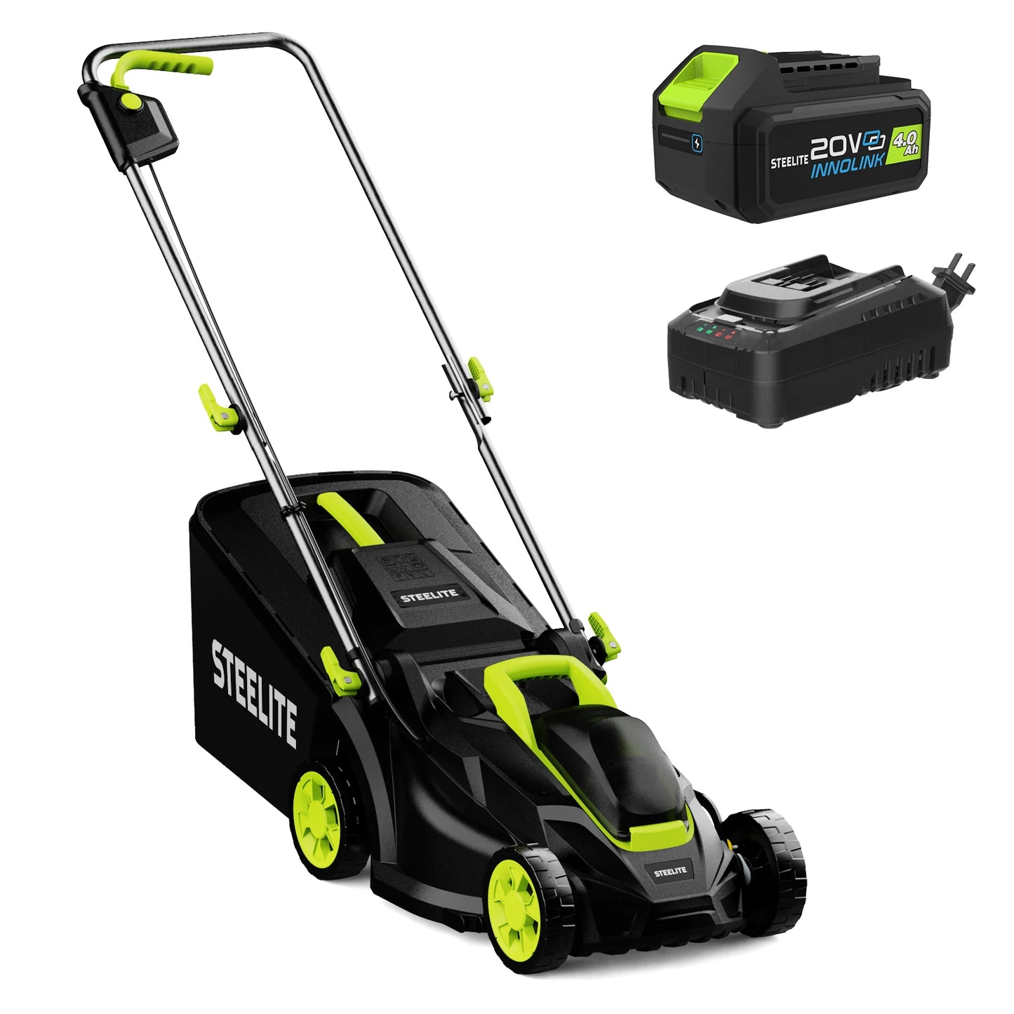 13" Electric Lawn Mower, 2-in-1 Lightweight Cordless Lawn Mower with 21V 4.0Ah Battery and Charger