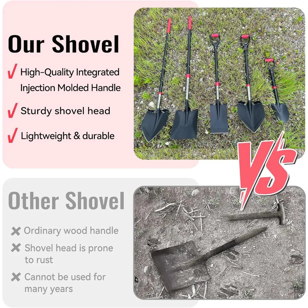 Multi-Size Steel Garden Shovel Set with D-Grip Handles