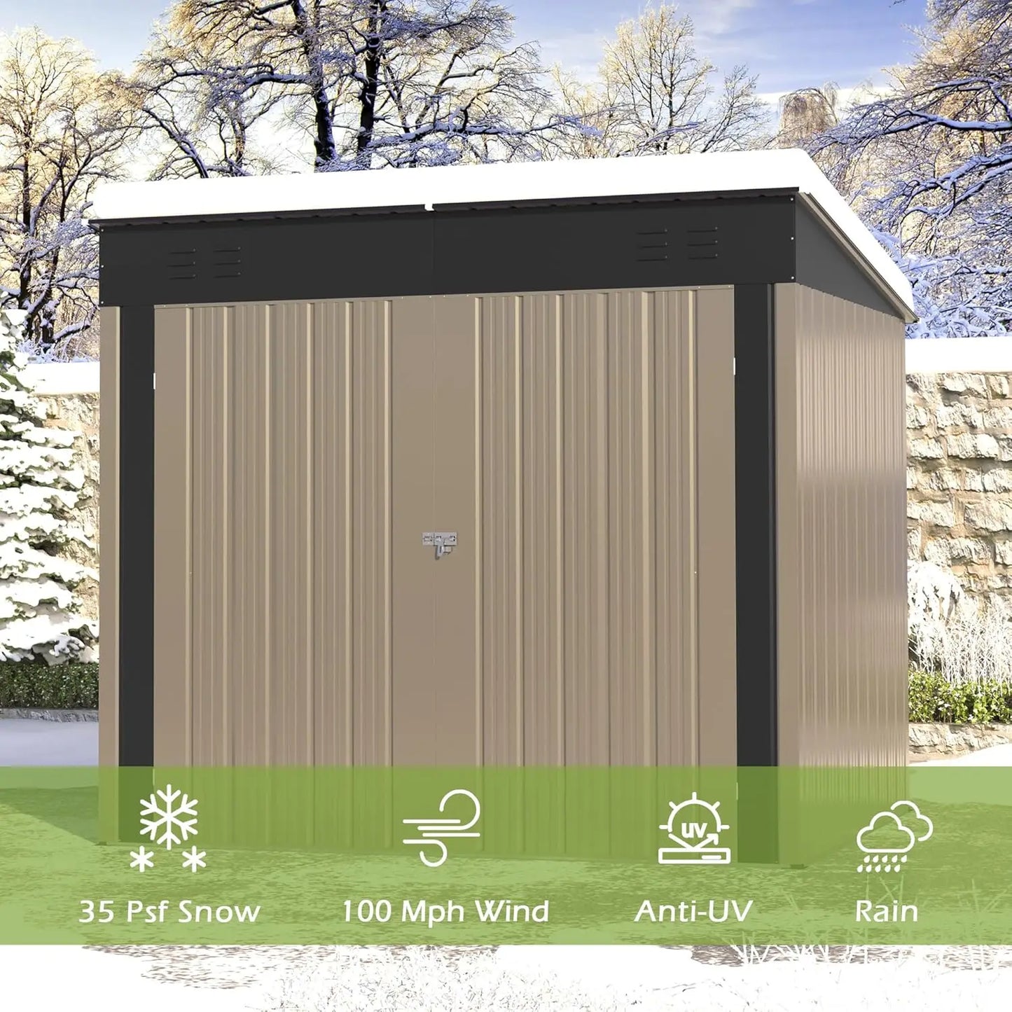 Metal Shed,6x4 FT Metal Shed with Slopping Roof a
