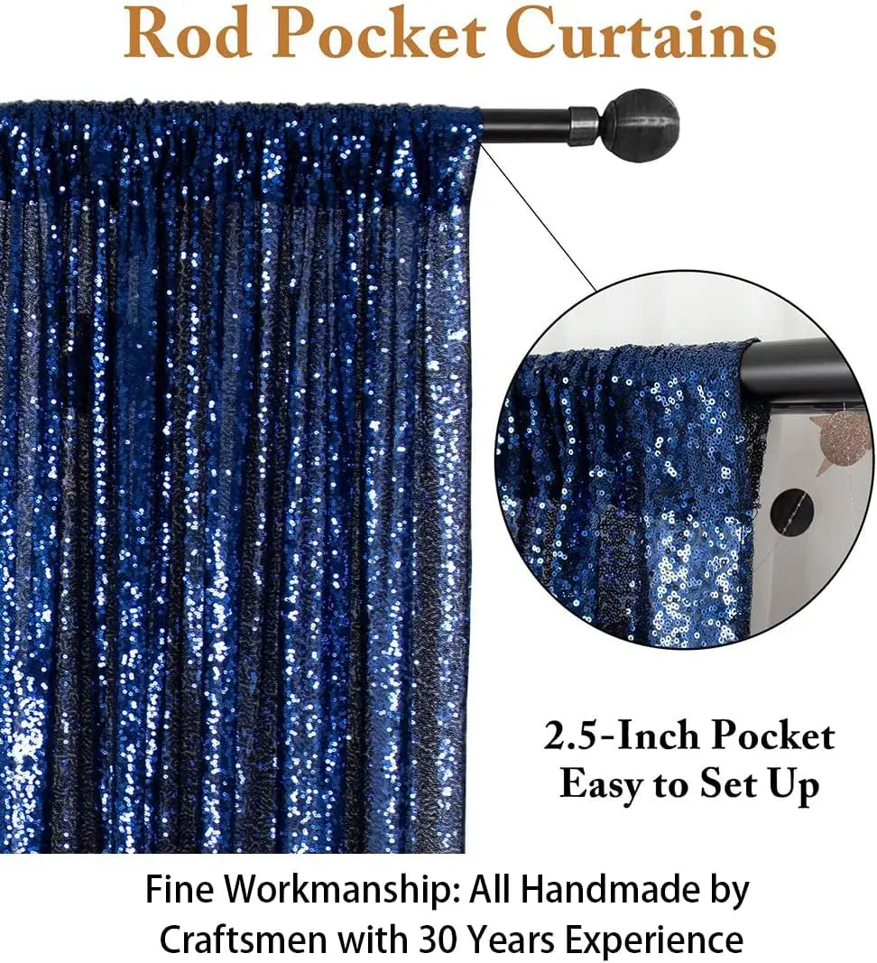Navy Blue Sequin Backdrop, 1 Panels-4ft x 8ft, Plastic, Photography Background