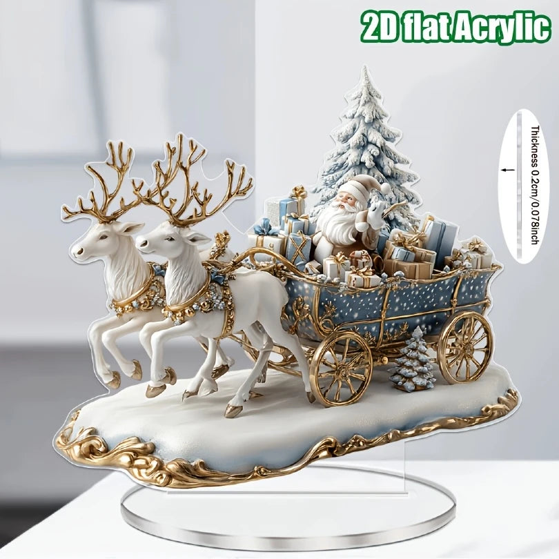 2D Bohemian-Style Acrylic Santa Sleigh Figurine