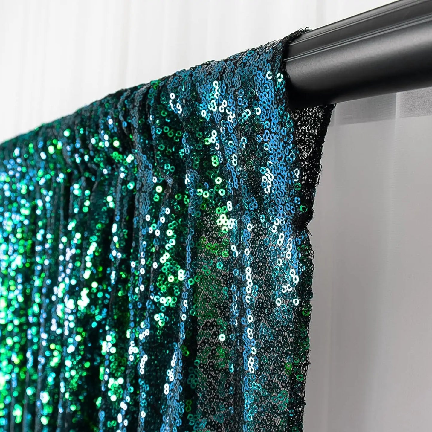 Sequin Backdrop Curtains 1 Pcs 4ftx8ft Iride Green Glitter