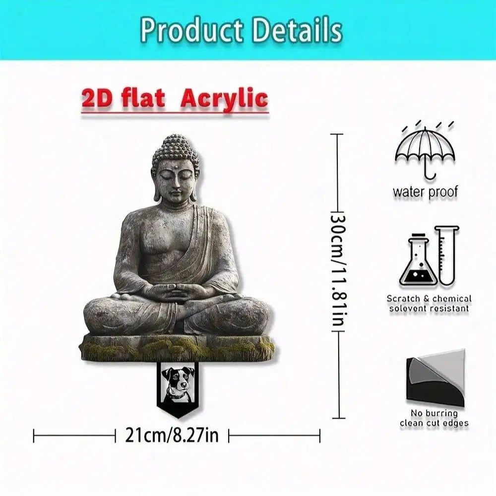 1 piece of flat acrylic antique Buddha garden stake decoration