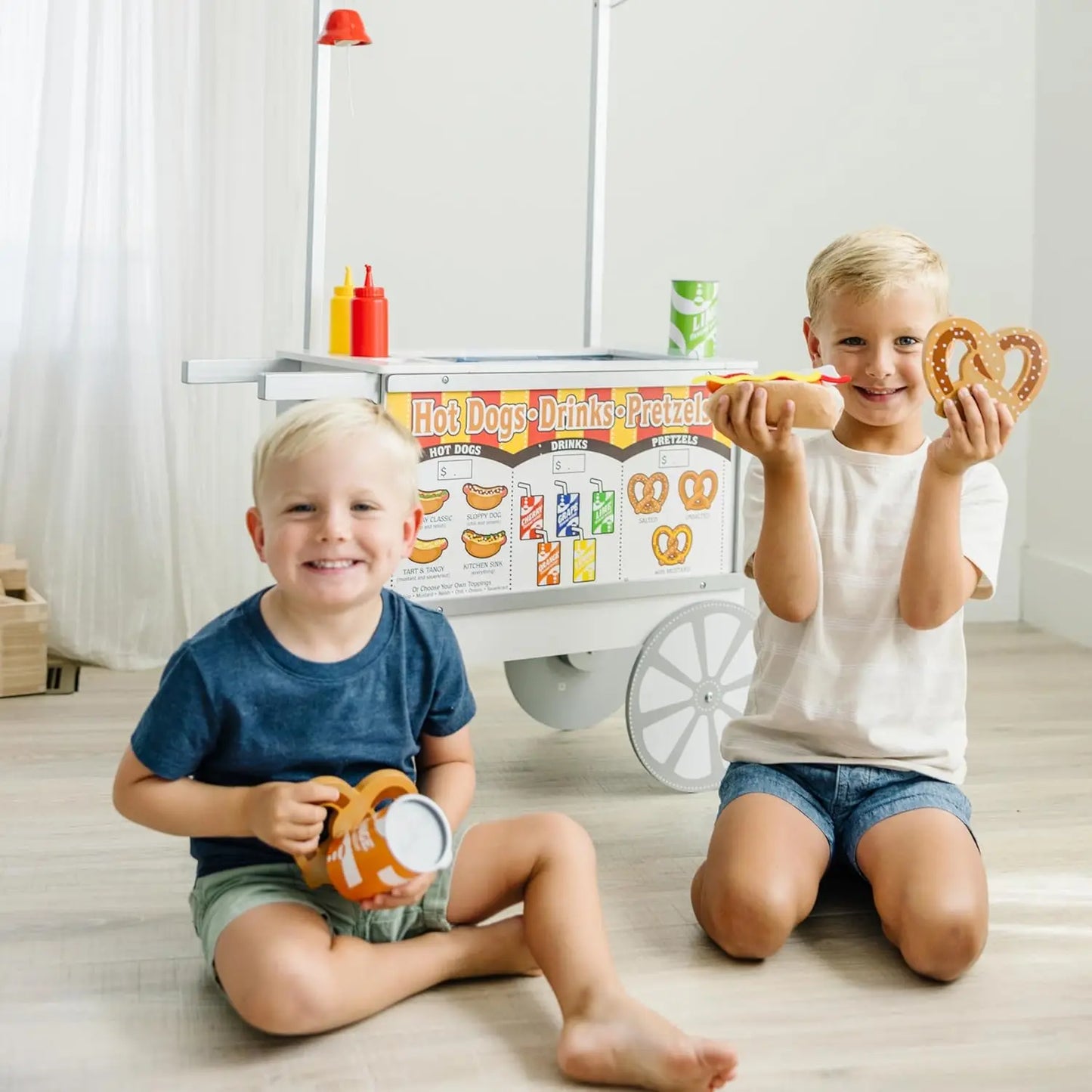 Wooden Snacks and Sweets Food Cart - 40+ Play Food pcs