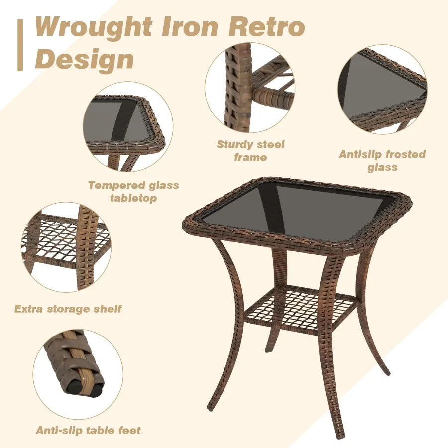 3 Pieces Patio Furniture Set Outdoor Swivel Rocker