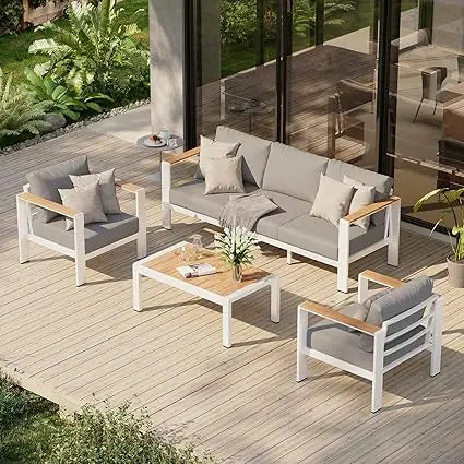4 Piece Patio Furniture Set with Coffee Table
