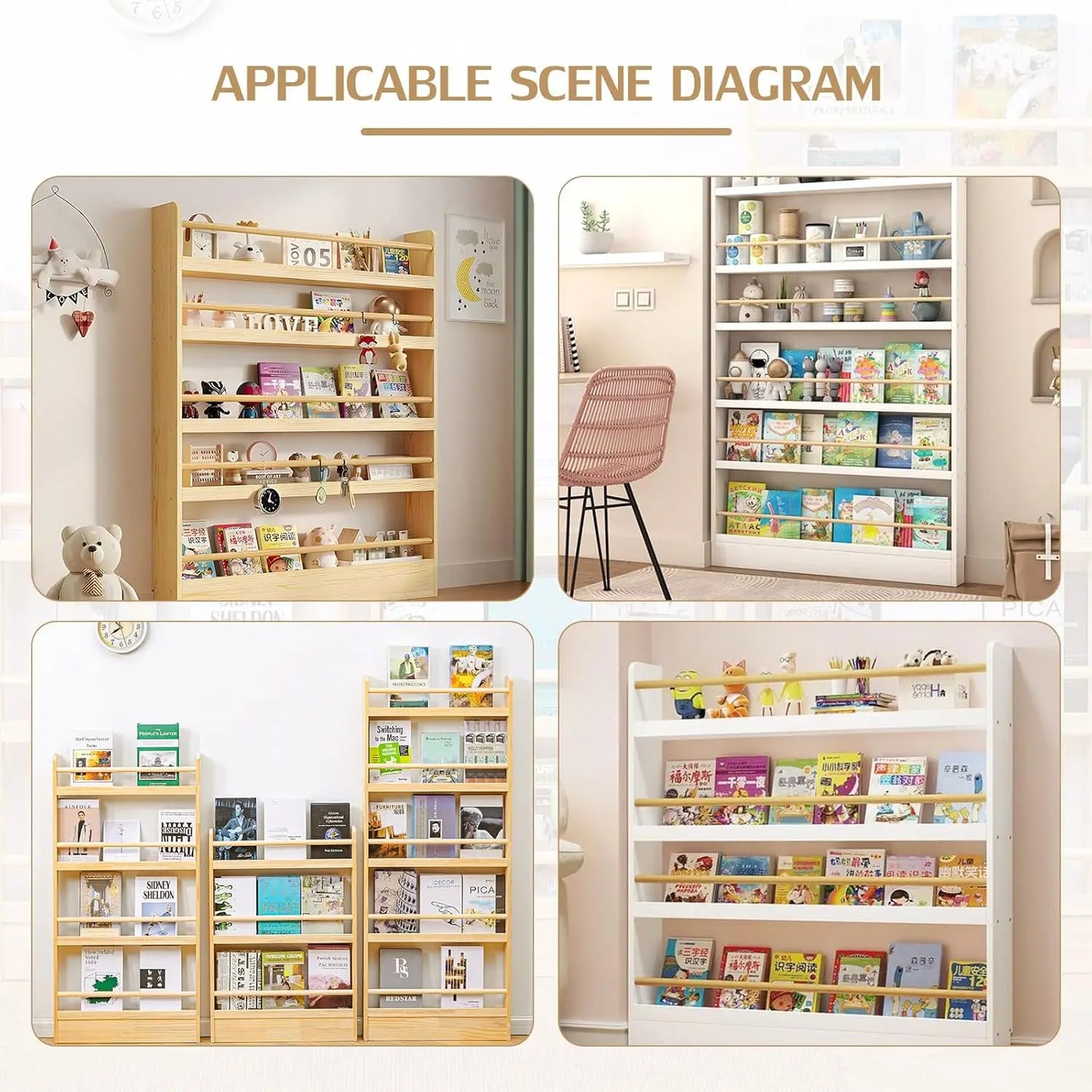 Behind Door Bookshelf, 6-Tier Narrow Wall Mounted