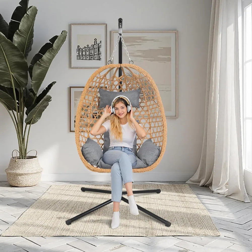 Hanging Egg Chair with Stand & Cushions