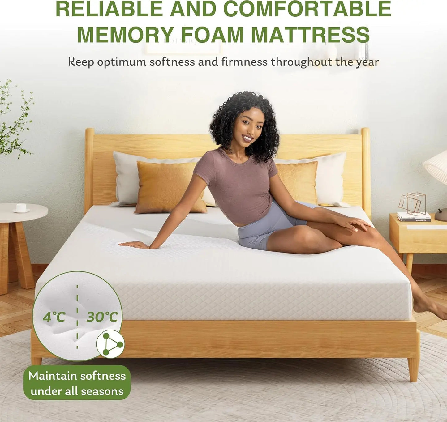 6 Inch Twin Mattress for Kids, Memory Foam with Cooling Green Tea Gel