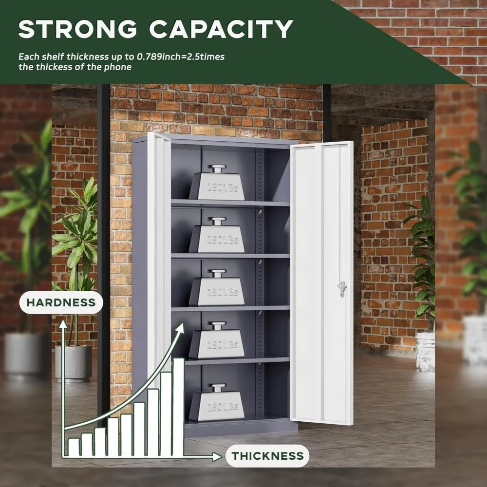 Lockable Steel Storage Cabinet with 4 Adjustable Shelves