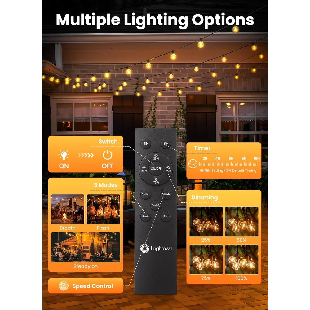 77 LED Solar String Lights Shatterproof Bulbs with Remote Dimmable Timer