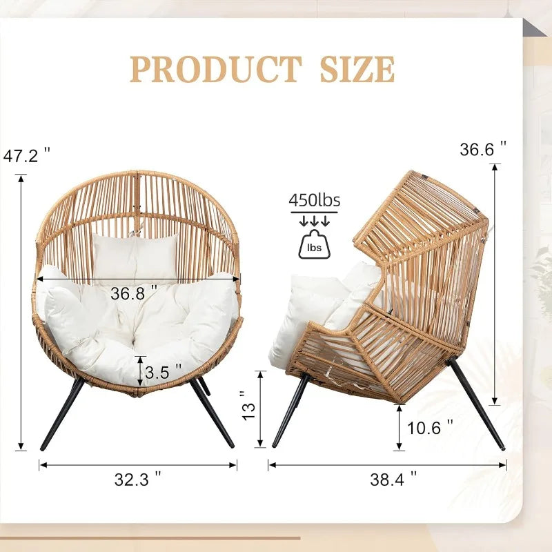 Outdoor Wicker Egg Chair PE Rattan Chair with Cushion