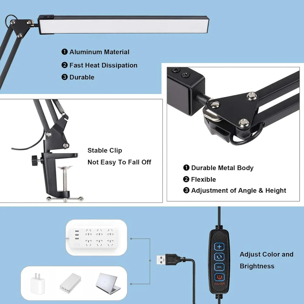 LED reading desk lamp/computer lamp, adjustable angle