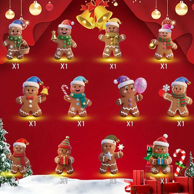 12pcs Christmas Gingerbread Man Ornaments Xmas Tree