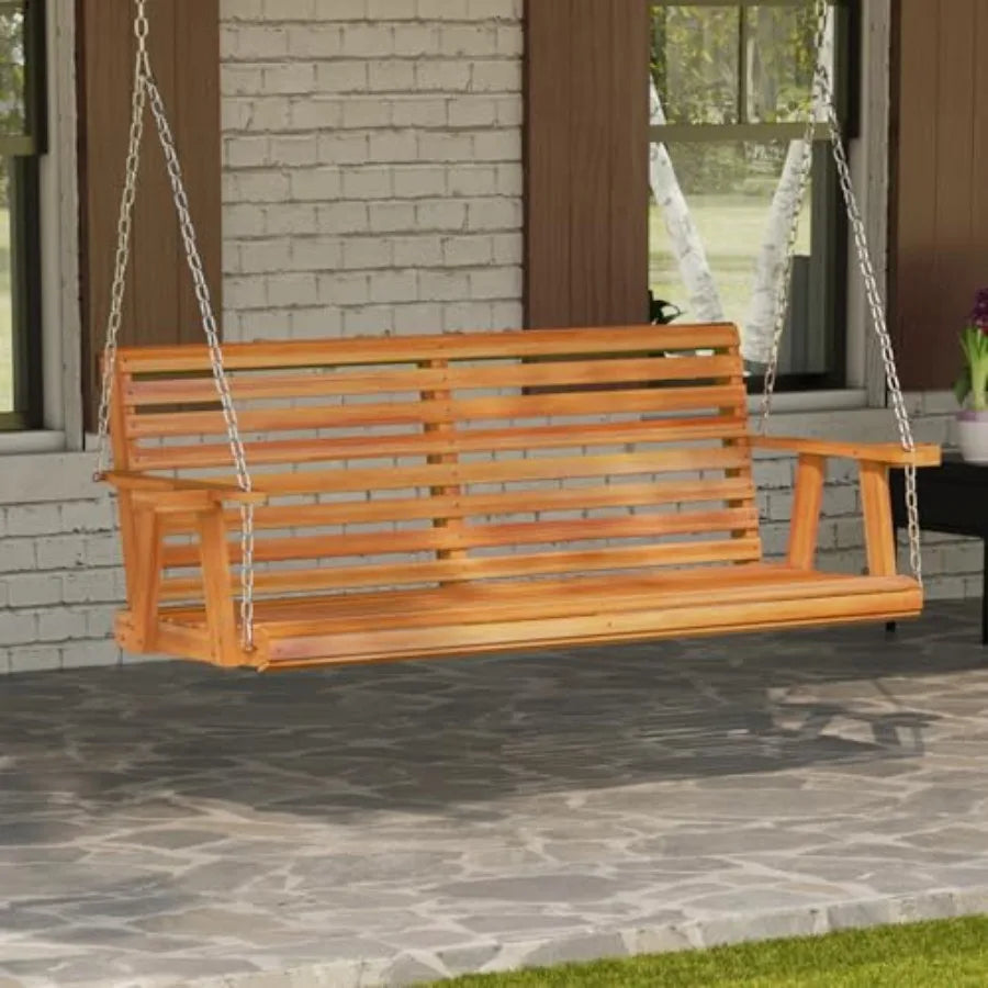 5.5FT Wooden Porch Swing 880Lbs Weight Capacity