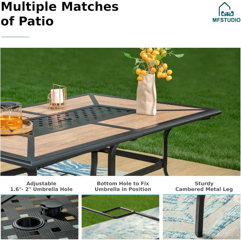 Rectangular Outdoor Patio Dining Table Set for 6