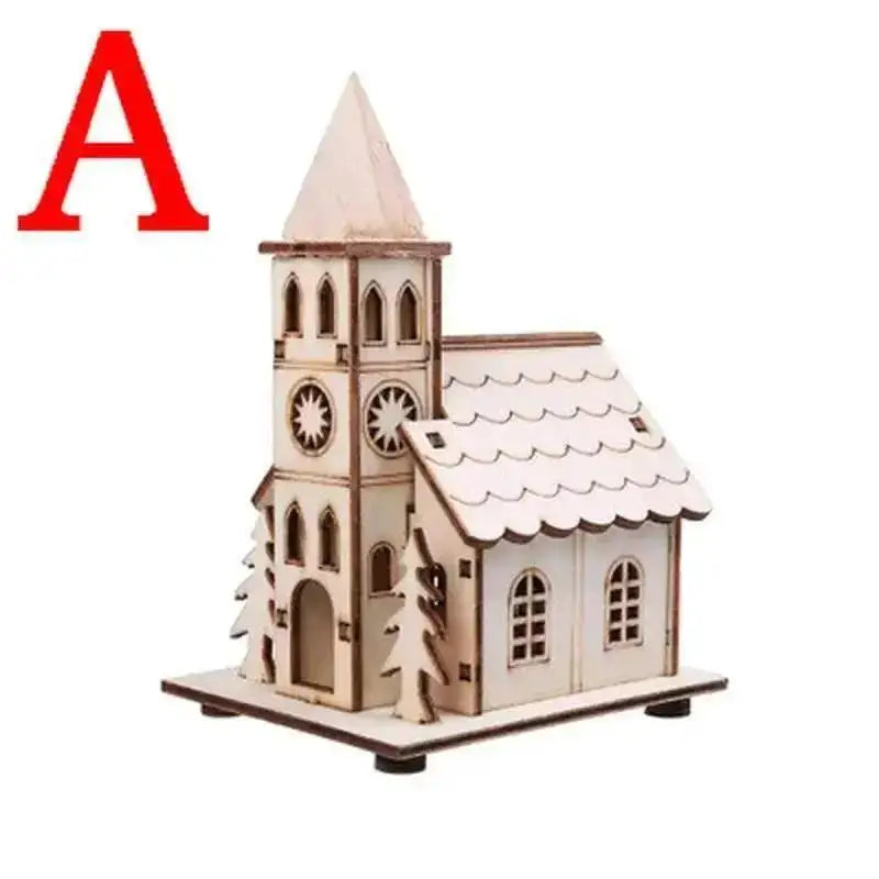 Christmas LED Light Wooden House Luminous Cabin