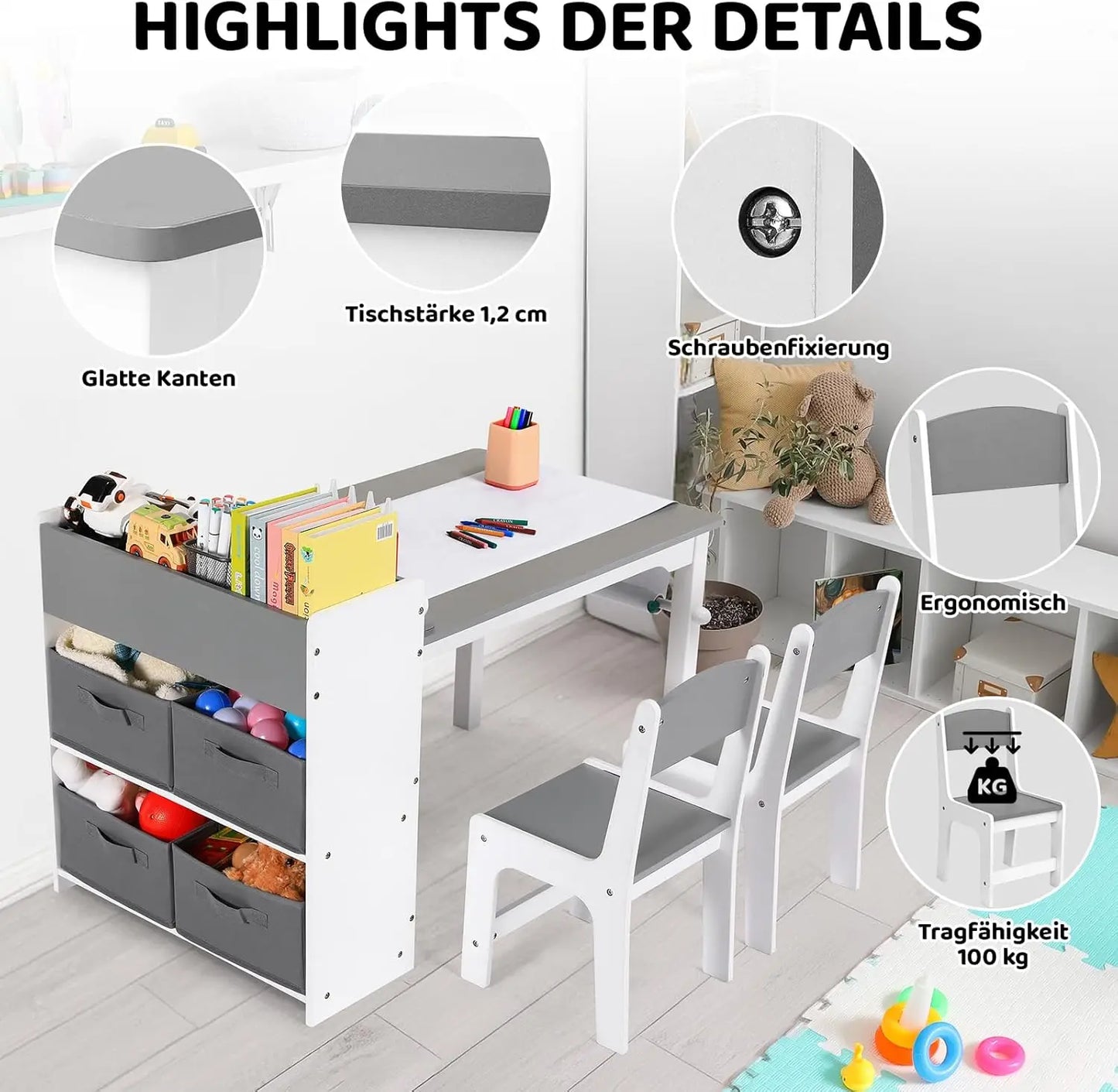 2 in1 Children Table and Chair Art Table Wooden