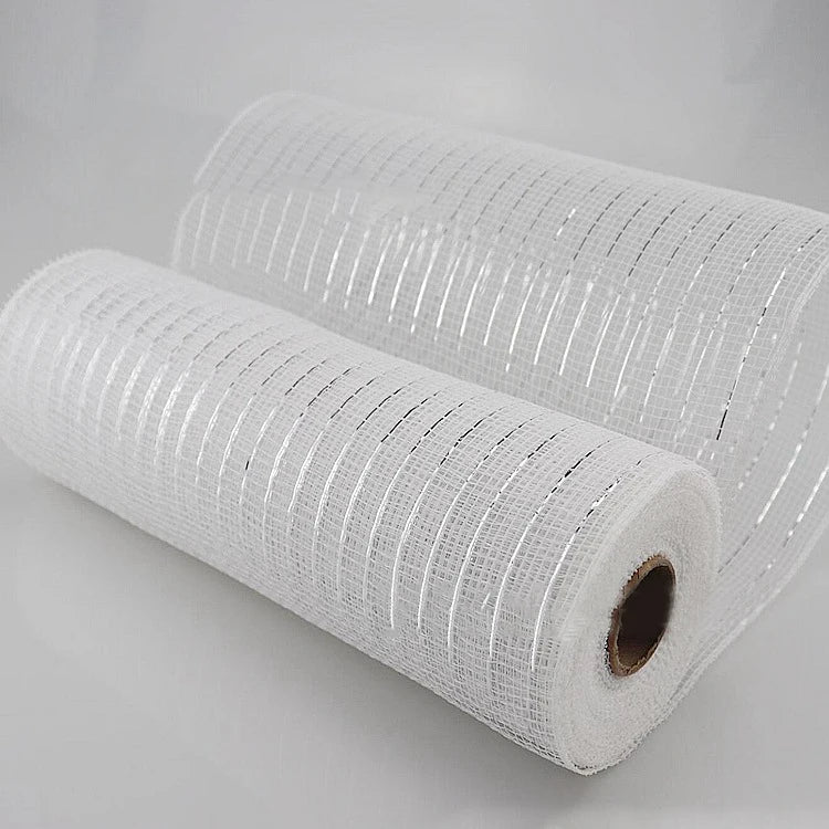 10Yard Christmas Red White Metallic Mesh Ribbon