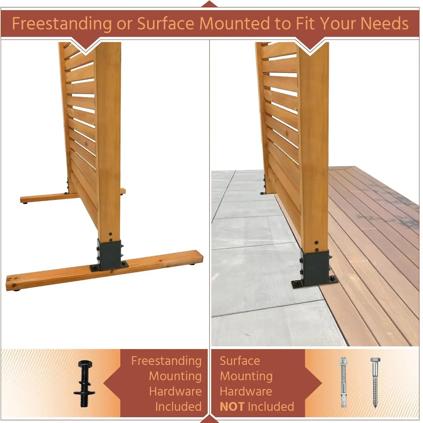 6.1ft H x 3ft W (1 Panel) Freestanding or Surface Mounted Privacy Screen