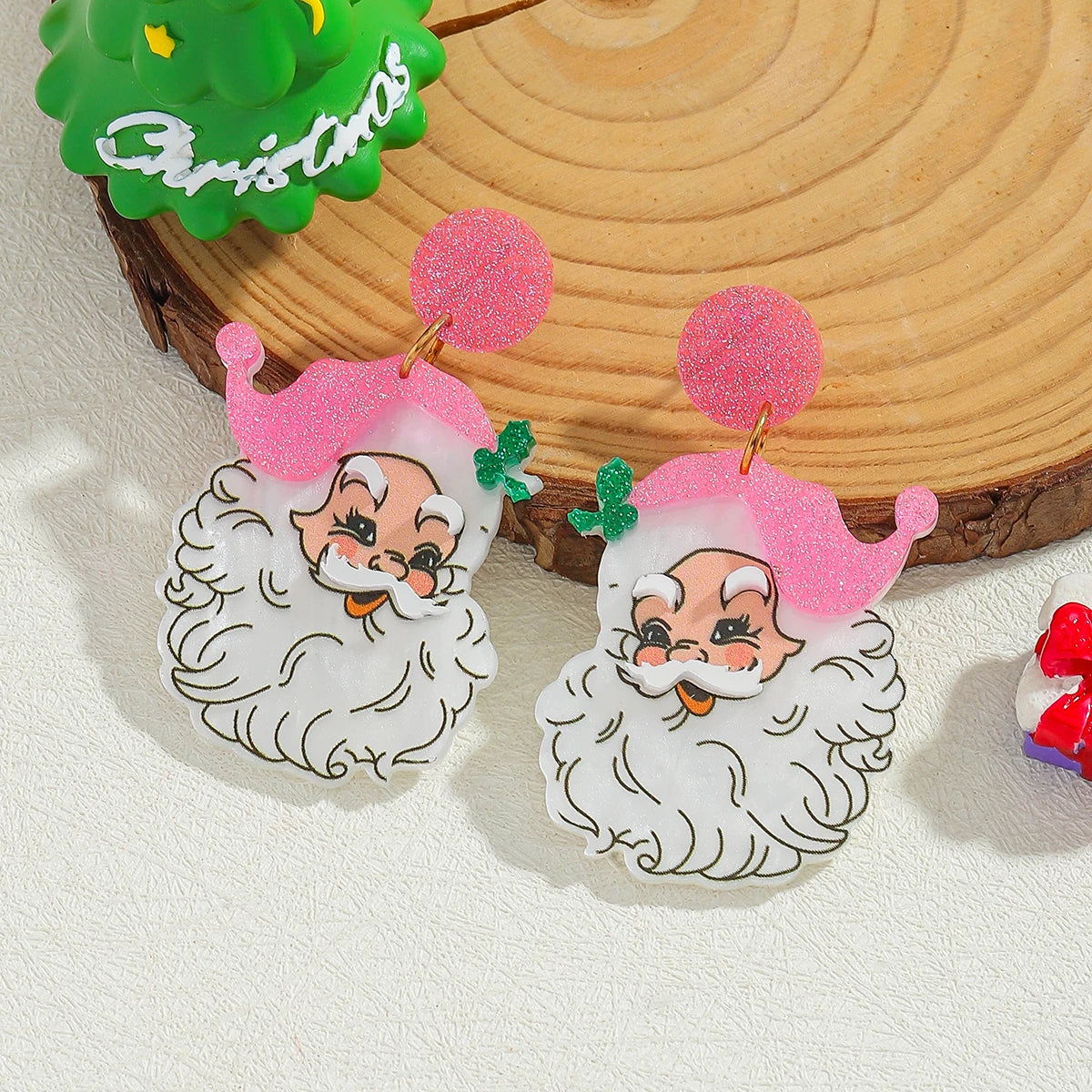 Acrylic Santa Drop Earrings