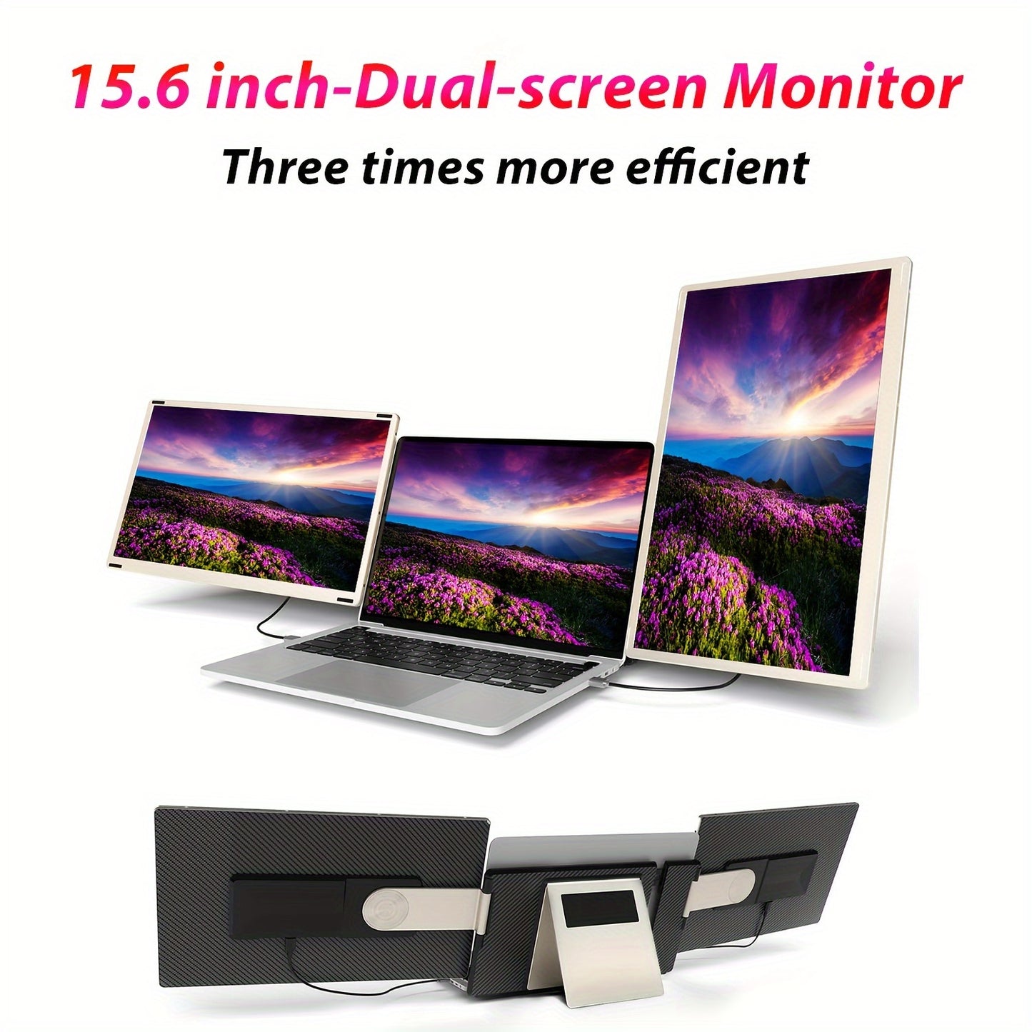 Portable Display 15.6 Inch With IPS 120%SGBR Color Gamut Dual Screen Laptop Expansion Screen