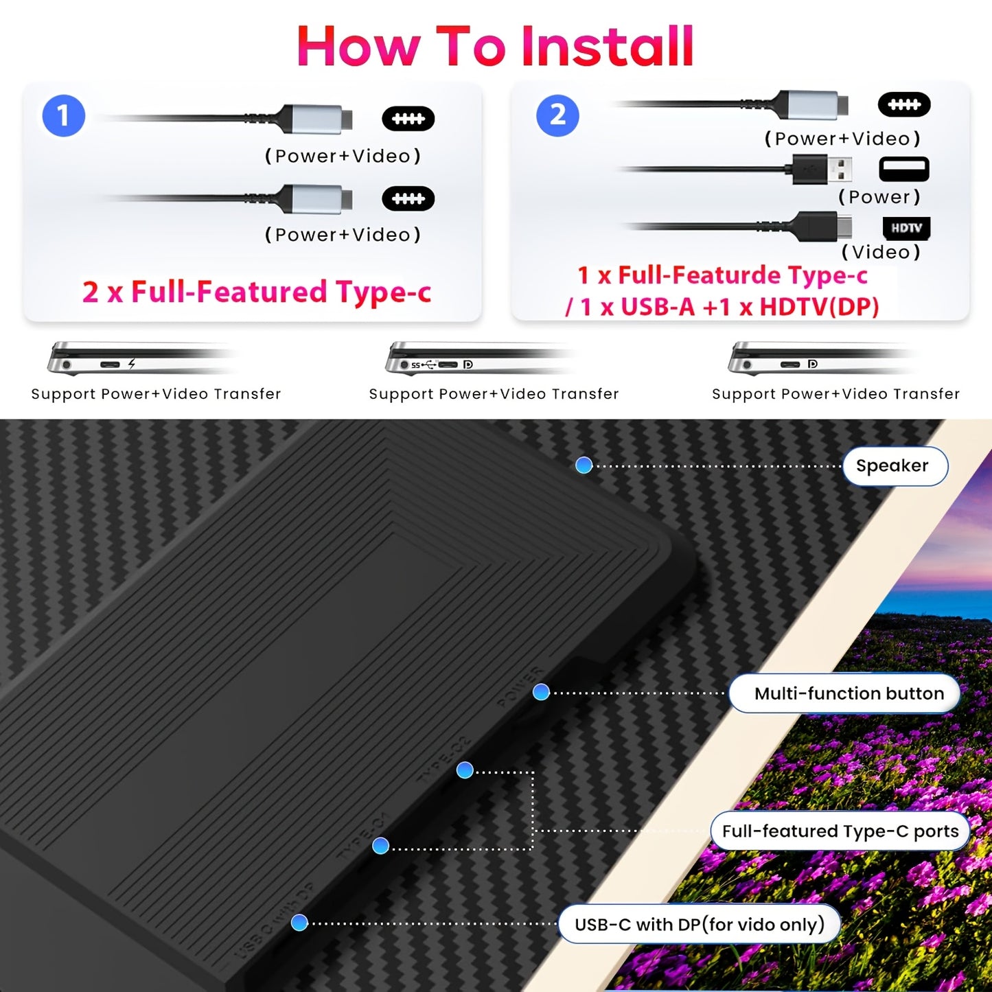 Portable Display 15.6 Inch With IPS 120%SGBR Color Gamut Dual Screen Laptop Expansion Screen