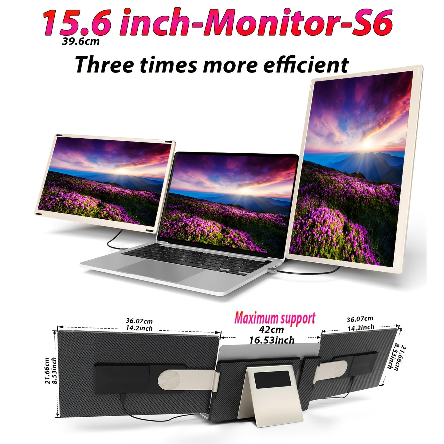 Portable Display 15.6 Inch With IPS 120%SGBR Color Gamut Dual Screen Laptop Expansion Screen