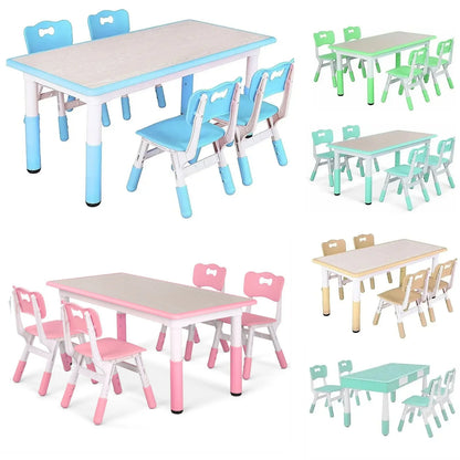 Kids Table and 4 Chairs Set, Height Adjustable