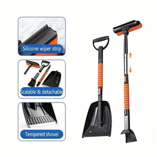 3/5/6pcs Car Snow Shovel Set Telescopic Rotating Ice Scraper