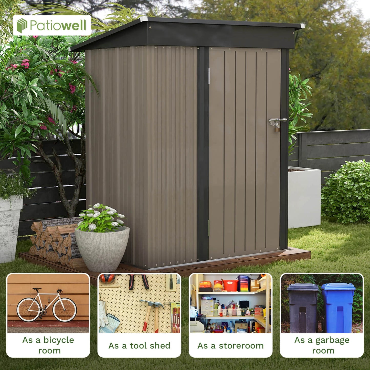 5x3 FT Outdoor Storage Shed, Tool Shed
