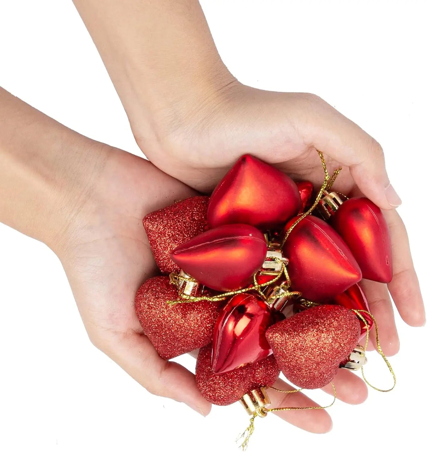 36 PCS Heart Shaped Ornaments Romantic Love Red Hearts