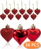 36 PCS Heart Shaped Ornaments Romantic Love Red Hearts