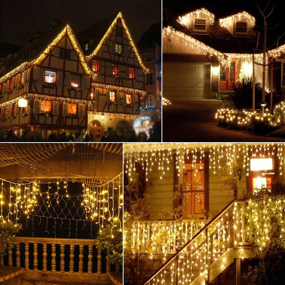 Outdoor LED Curtain Icicle String Light Street Garland