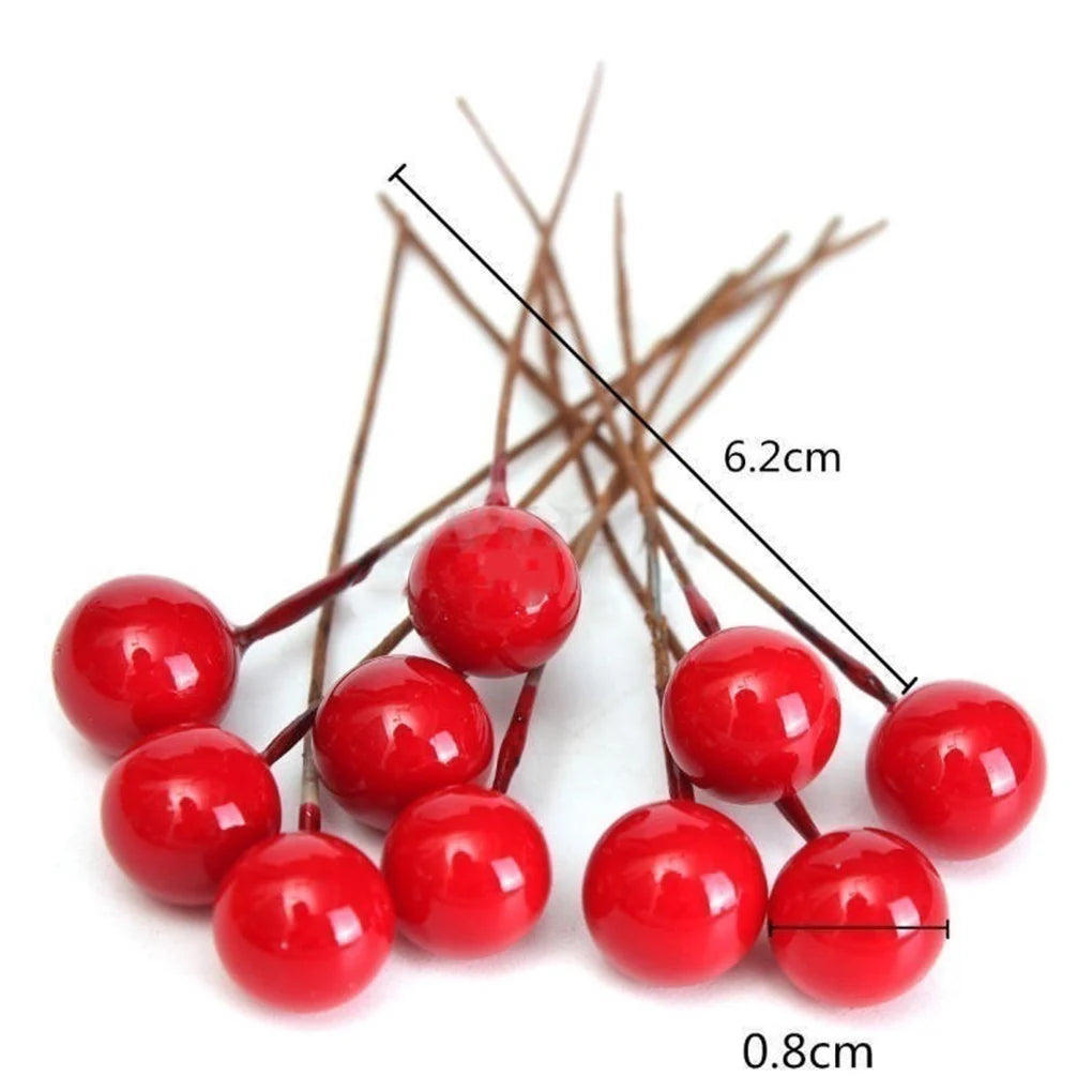 100 Pieces Christmas Red Berry Artificial Xmas Decor Froth