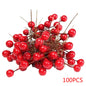 100 Pieces Christmas Red Berry Artificial Xmas Decor Froth