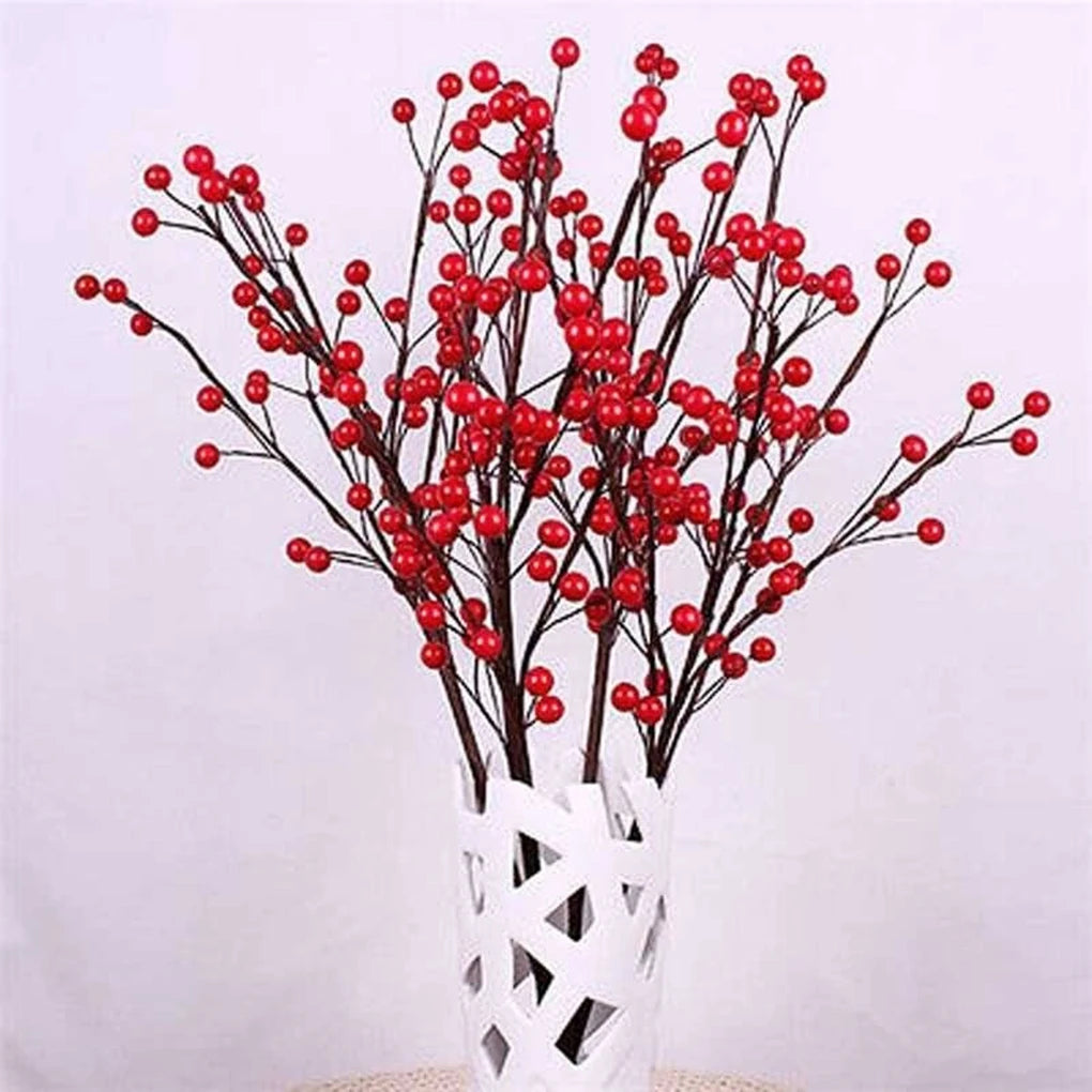 100 Pieces Christmas Red Berry Artificial Xmas Decor Froth