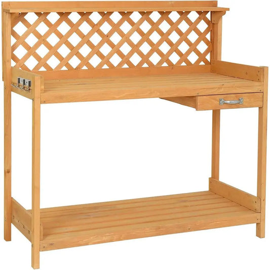 Outdoor Garden Workbench with Potting Table and Pottery Benches
