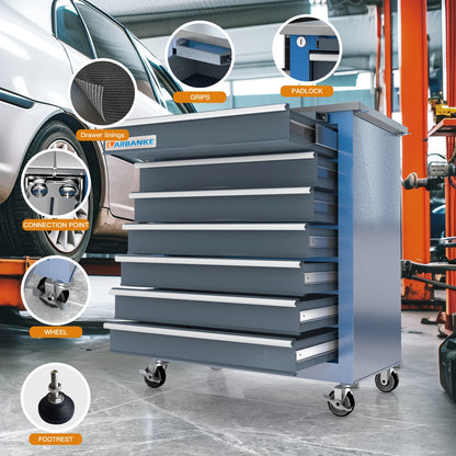 7-Drawer Rolling Tool Chest Toolbox,with 360° Lockable Wheels