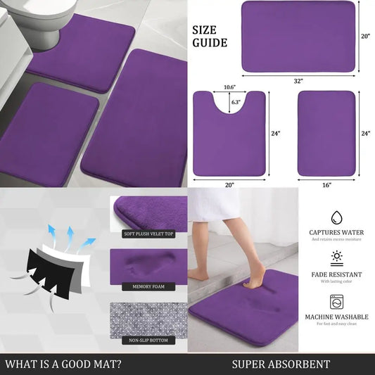 bathroom rug sets 3 piece, memory foam bath mat