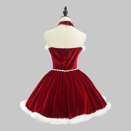 S -5XL  Red Sexy Tube Christmas Lolita Dress