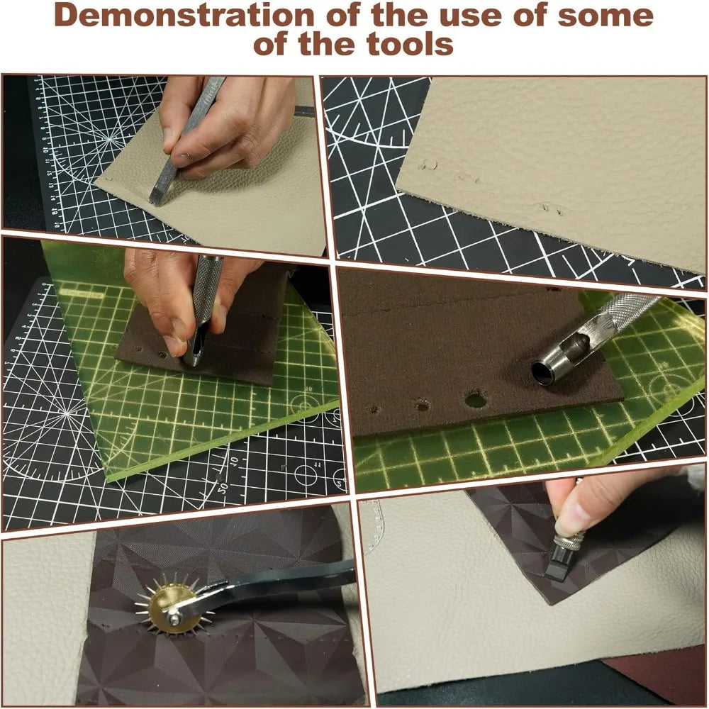 DIY Leatherworking Craft Kit: 588 Pieces with 52 Stamps, 15 Wax Threads,