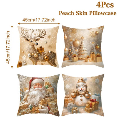 4pcs Merry Christmas Cushion Cover