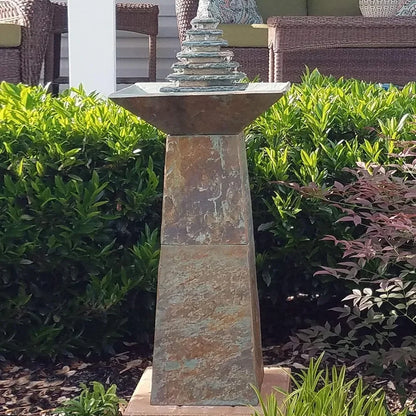 40-inch Slate Outdoor Water Fountain - with LED Lights for Patio, Deck