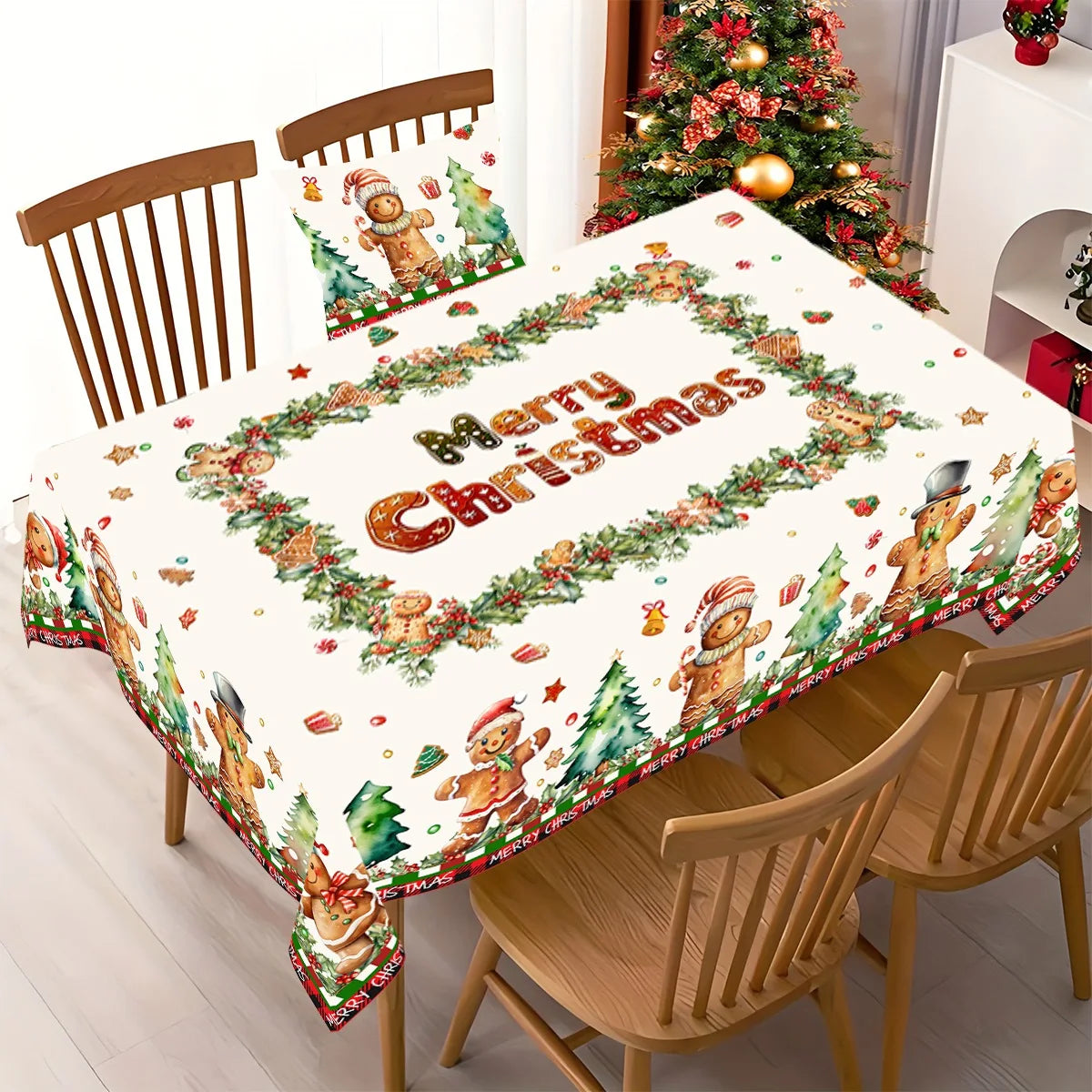 Christmas Gingerbread Tablecloth Polyester