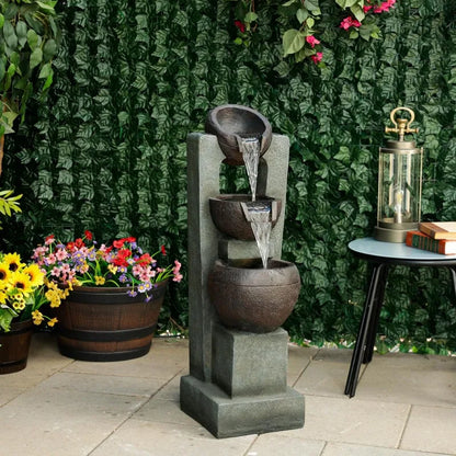 34" 3 Tier Basin Cascading Fountain with LED Lights