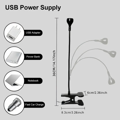 LED Table Lamp  With  360° Holder Clip Flexible Angle Adjustable 5V USB Powered